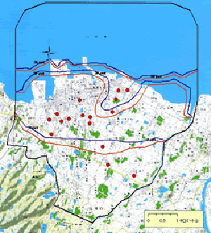三次元地下水流動及び塩水化解析図